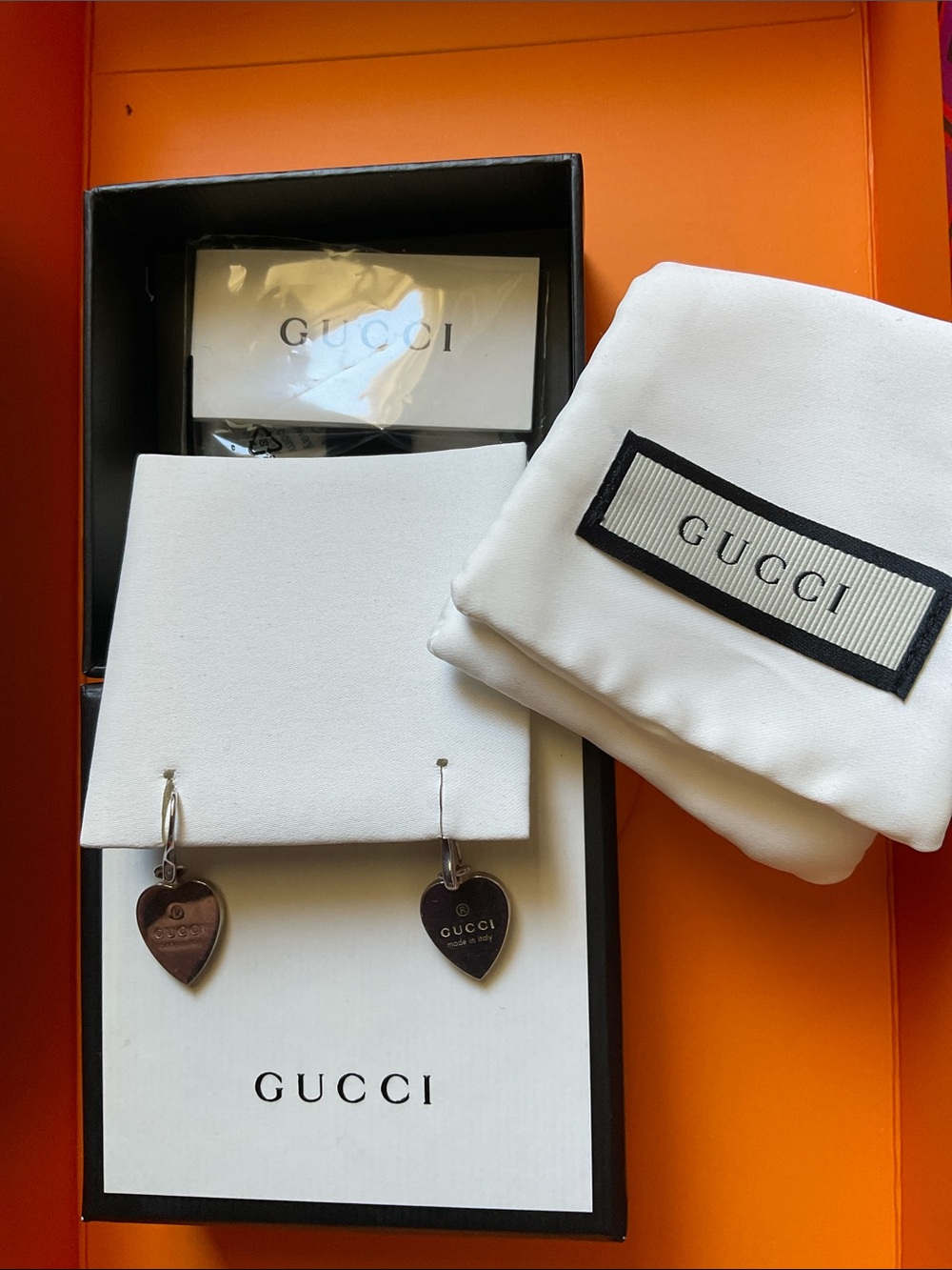 Gucci Heart Drop Dangle Earrings - Silver - Picture 2 of 7
